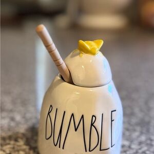 Rae Dunn White Honey Pot with Yellow Bee and Dipper